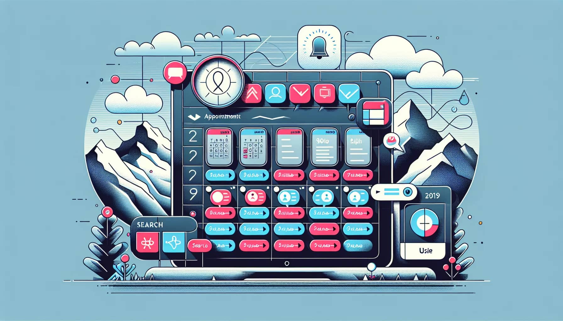 Illustration of an online appointment booking system in Switzerland
