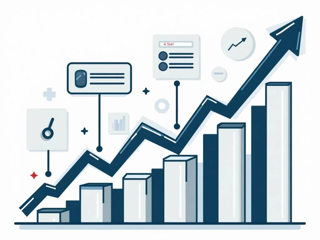 Graphique illustrant l'amélioration du classement SEO d'un site web.
