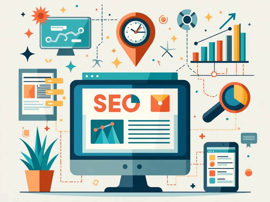   Illustration of the different digital marketing strategies used by a web agency.
